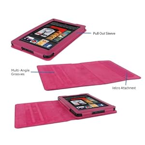 rooCASE Dual-View Multi Angle (Magenta) Leather Folio Case Cover for Amazon Kindle Fire 7-Inch Android Tablet