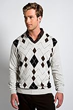 Club Collection Extra Fine Cotton Argyle V-Neck Sweater