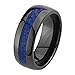 GoldenMine 8mm Round Edge Ceramic Comfort-FIT Blue Carbon Fiber Inlay Wedding Band Ring (Size 5 to 15) - Size 10