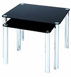 Levv Side Tables Glass with Chrome Legs, Set of 2, Black 41DFb8ZfWjL. SL160