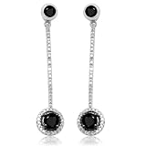 10k White Gold Black and White Diamond Drop Earrings (1.00 cttw, I-J Color, I3 Clarity)