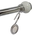 Shower Curtain Ball Rod and Hook Set - Chrome/ White