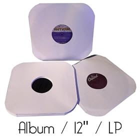 100 12" LP / Album White Paper Vinyl Record Sleeves / Protectors - Heavy 20# Weight Paper With Hole For Viewing Label - Made In USA