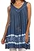 Sakkas Ruth Sequin Embroidered Batik Relaxed Fit Sleeveless V-Neck Top