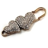 Vintage Swarovski Crystal Heart Pin Brooch (Antique Gold)