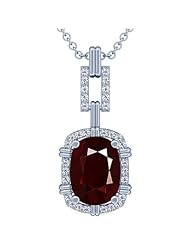 18K White Gold Cushion Cut Ruby And Round Diamond Pendant (GIA Certificate)