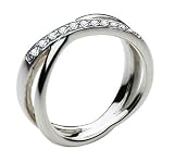 Image of Kit Heath Sterling Silver Ladies Dark Chic Clear Cubic Zirconia Crossover Ring