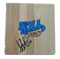 Peja Stojakovic Autographed New Orleans Hornets Logo Floorboard, Proof Photo