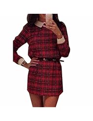 Cotton Checkered Print Long Sleeves  Shirt  Dress