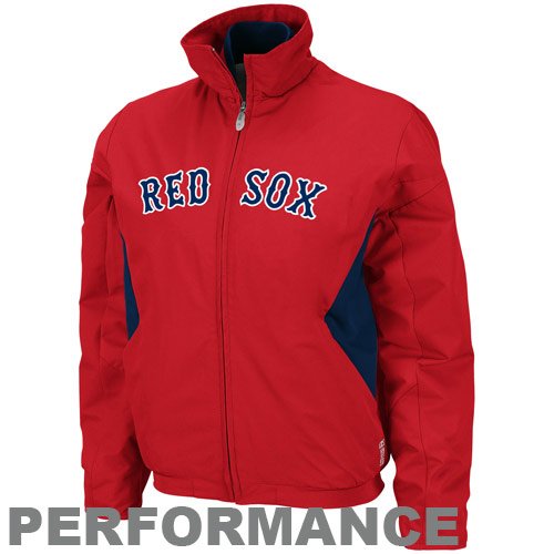 Majestic Boston Red Sox Ladies Red Therma Base Triple Peak Premier Full Zip Jacket (Medium)