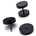 KONOV Jewelry Stainless Steel Men Unisex Round Stud Earrings Set, 2pcs, Color Black, 10mm