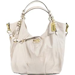 Coach Bone White Leather Madison Large Shoulder Hobo Handbag 15958