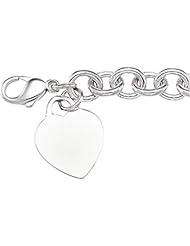 7.5" 9.75 mm Cable Bracelet with Heart in Sterling Silver