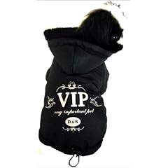 Hundemantel VIP schwarz - Top Qualit�t - federleicht - flauschig gef�ttert - wasserabweisend - Kapuze abnehmbar - Dogs Stars