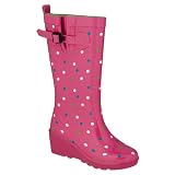 - Pink Combo shiny multi dots wedge rainboot - 9.0