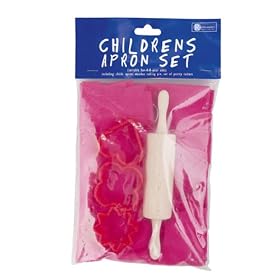 Rushbrookes Children's Baking Set Pink (apron, rolling pin, 3 pastry cutters)