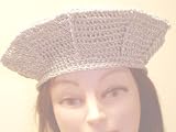 B305s, Hand Crocheted Metallic Silver Beret for Men, Women and Teens