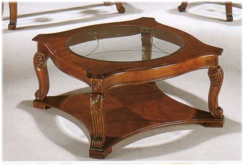 CHERRY FINISH COFFEE TABLE WOOD LEGS