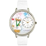 Whimsical Watches Unisex U0230005 Nurse Teddy Bear White Leather Watch