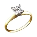 1/4 Carat Princess Cut Diamond Solitaire Ring in 14K Yellow Gold