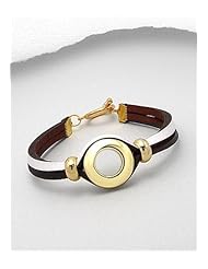 White Leather Bracelet In White Base
