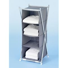 WENKO 4381700100 W�schesortierer Libert� - 4 F�cher, atmungsaktives Vlies, 38 x 86 x 35 cm, grau