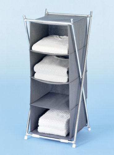 WENKO 4381700100 W&auml;schesortierer Libert&agrave; - 4 F&auml;cher, atmungsaktives Vlies, 38 x 86 x 35 cm, grau