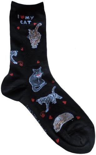 I Love My Cat Black Women Socks Cotton New Gift Fun Unique Fashion