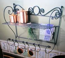 24 Inch Baker's Pot Rack with Floating Hooks Wall Mount Black Matte Kitchen Decor Hanging Shelf Bathroom Shelves Storage