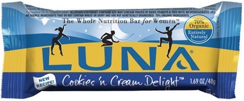 Luna Bars, Cookies 'N Cream Delight, 1.69-Ounce Bars (Pack of 15)