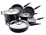 KitchenAid Gourmet Essentials Hard-Base Porcelain Aluminum Nonstick 10-Piece Cookware Set, Navy