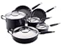 KitchenAid Gourmet Essentials Hard-Base Porcelain Aluminum Nonstick 10-Piece Cookware Set, Navy