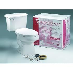 Crane Plumbing 3760 Toilet To-Go Complete Perfect Fit Toilet Package with Elongated Bowl, White