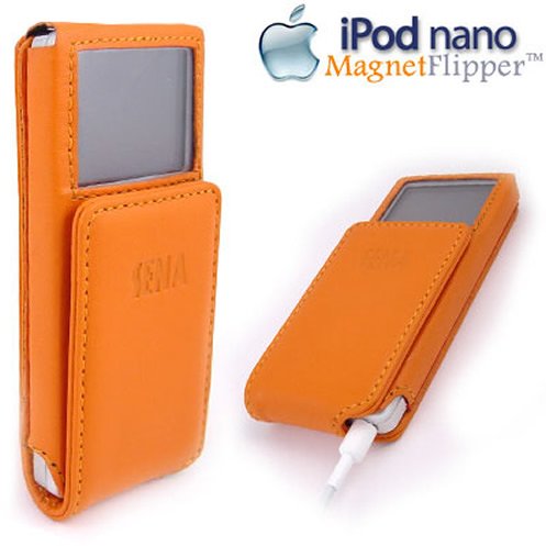External hard drive:Sena iPOD Nano MagnetFlipper Orange Leather Case