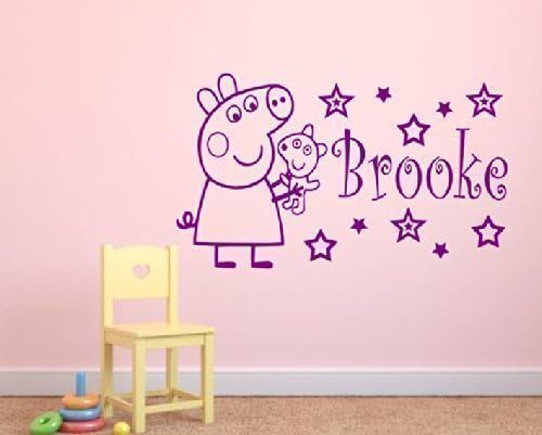 Personalised PEPPA PIG - vinyl wall art sticker - ANY NAME - **4 SIZES &amp; 16 COLOURS** - pep1 (1 - Small 45 x 30 cm) by supreme vinyls