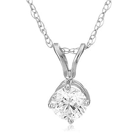 14k White Gold Round Diamond Solitaire Pendant (1/2 ct, H-I Color, SI2-I1 Clarity)