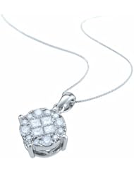14K White Gold Diamond Pendant with Chain (2 cttw)