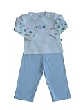 Noa Lily White Waffle Top with Boys Peace Embroidery and Boys Peace Print Sleeve with Light Blue Pant,  2 Months