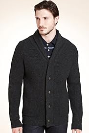 Blue Harbour Lambswool Blend Heritage Shawl Collar Ribbed Cardigan