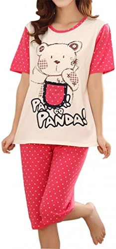 VENTELAN Couple Lover Summer Cute Pocket Bear Short Homewear Sleepwear Pajamas