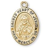 12K Gold Filled Sacred Heart of Jesus Medal and 18-inch Chain