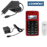 Solid Red Rubberized Snap On Hard Case with Belt Clip + Rapid Car Charger + Home Travel Charger for Verizon LG VX9100 enV2 Cell Phone