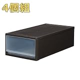 ストラ(stora) 押入れ収納引き出しM(高さ22)4個組 ダークブラウン STR-74M-4BR
