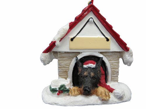 Doberman Ornament A Great Gift For Doberman Owners Hand Painted and Easily Personalized "Doghouse Ornament" With Magnetic Back