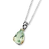 Sterling Silver & 14k Gold Green Amethyst Necklace