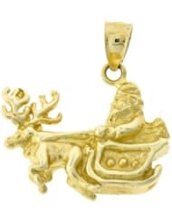 Dazzlers Solid 14k Gold 3D Santa Clause And Christmas Tree Charm Pendant Available in three colors from jewelsberry (weights: 5.8 grams only)