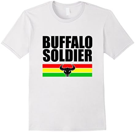 Men's Buffalo Soldier Tshirt - Rasta Reggae Style Medium White