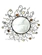 Large Retro Iron & Pearl Sunburst Starburst Wall Mirror