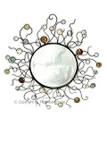 Large Retro Iron & Pearl Sunburst Starburst Wall Mirror