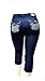 1826 Women's Plus Size Stretch MID Rise Denim Jeans Capri Blue & Black PC-2686